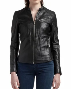 Hot Blue Wellford Veste en Cuir Nova noire