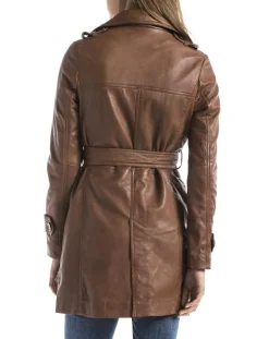 Femme Blue Wellford Veste en Cuir Oka cognac