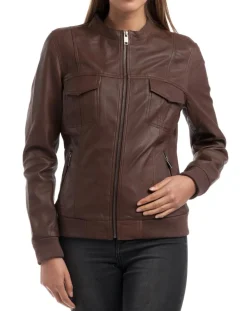 Hot Chyston Veste en Cuir Oliv marron