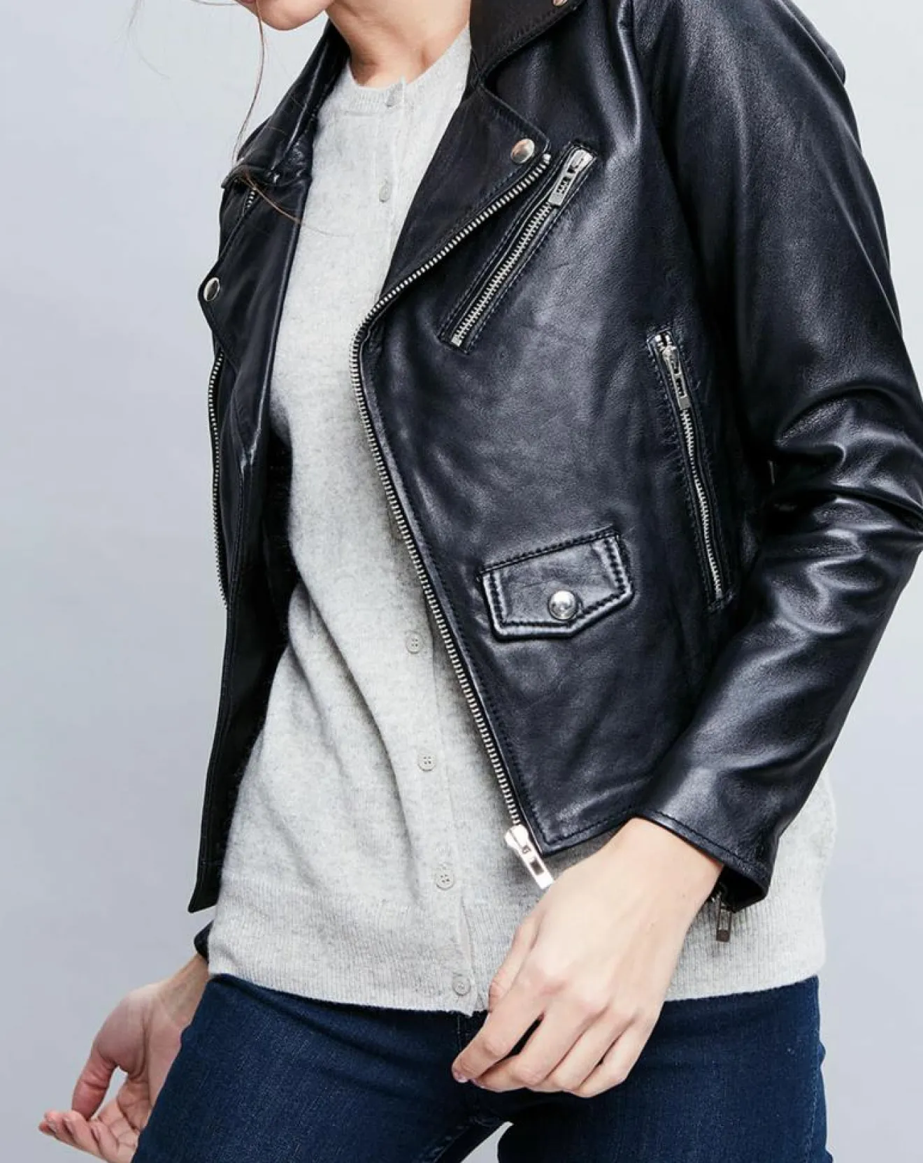 Clearance Chyston Veste en Cuir Ornella noire