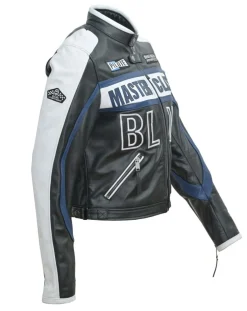 Blue Wellford Veste en Cuir Oversize Fulvia noir/blanc