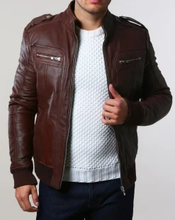 Outlet Chyston Veste en Cuir Pat marron