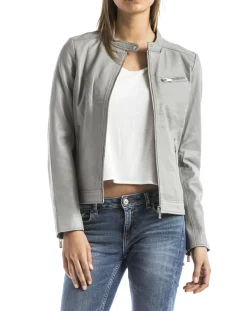 Femme Blue Wellford Veste en Cuir Pearl gris clair