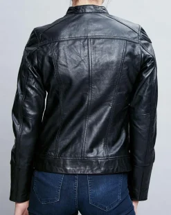 Femme Chyston Veste en Cuir Prescillia noire