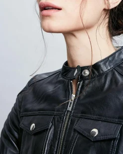 Femme Chyston Veste en Cuir Prescillia noire