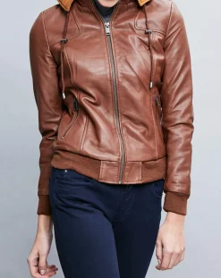 Sale Chyston Veste en Cuir Roxane cognac