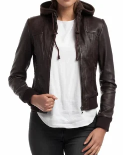 Femme Chyston Veste en Cuir Roxane marron