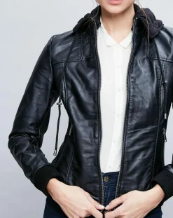 Femme Chyston Veste en Cuir Roxane noire