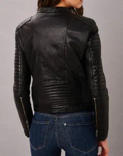 Hot Chyston Veste en Cuir Sakura noire