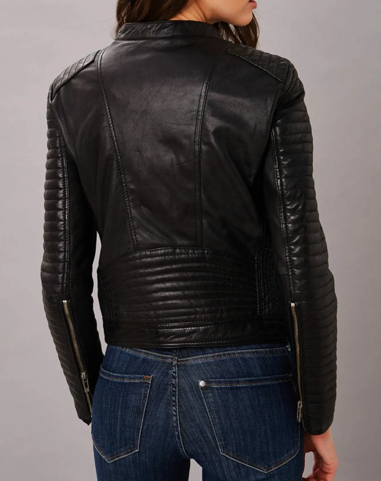 Hot Chyston Veste en Cuir Sakura noire