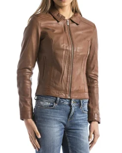 Blue Wellford Veste en Cuir Savara cognac