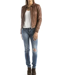 Blue Wellford Veste en Cuir Savara cognac