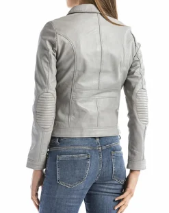 Hot Blue Wellford Veste en Cuir Savara gris clair