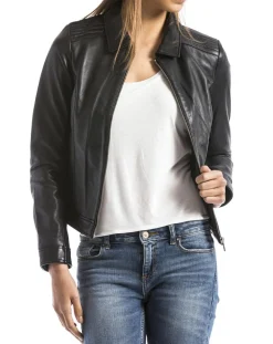 Online Blue Wellford Veste en Cuir Savara noire