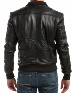 Homme Chyston Veste en Cuir Simon noire