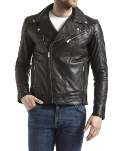 Homme Blue Wellford Veste en Cuir Thames noire