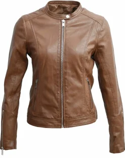 Femme Chyston Veste en Cuir Tia cognac