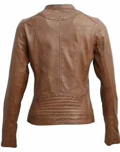 Femme Chyston Veste en Cuir Tia cognac