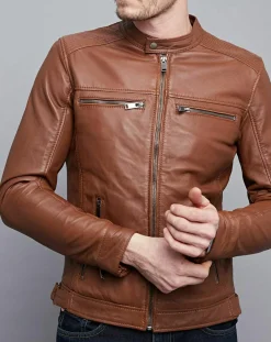 Homme Chyston Veste en Cuir Timoty cognac