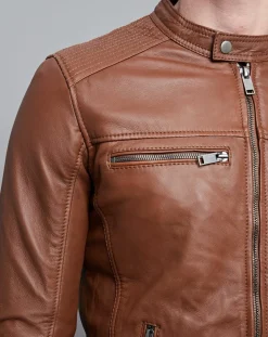 Homme Chyston Veste en Cuir Timoty cognac