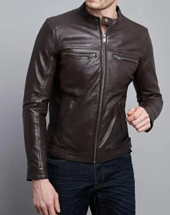 Homme Chyston Veste en Cuir Timoty marron