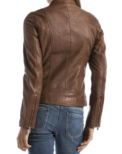Femme Blue Wellford Veste en Cuir Varenne cognac
