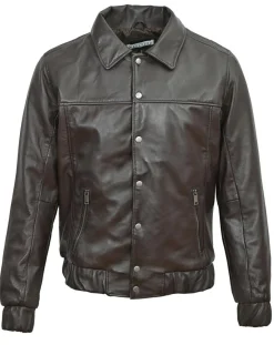 Homme Blue Wellford Veste en Cuir Yan marron