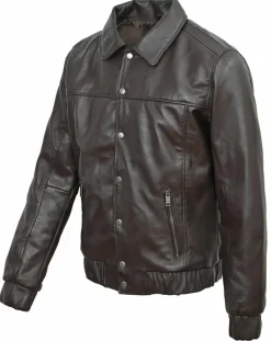 Homme Blue Wellford Veste en Cuir Yan marron