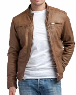 Hot Blue Wellford Veste en Cuir Zadok cognac