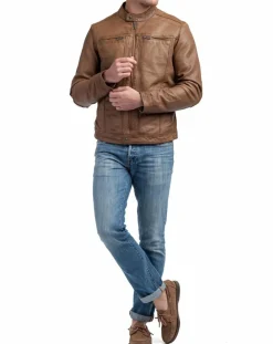 Hot Blue Wellford Veste en Cuir Zadok cognac