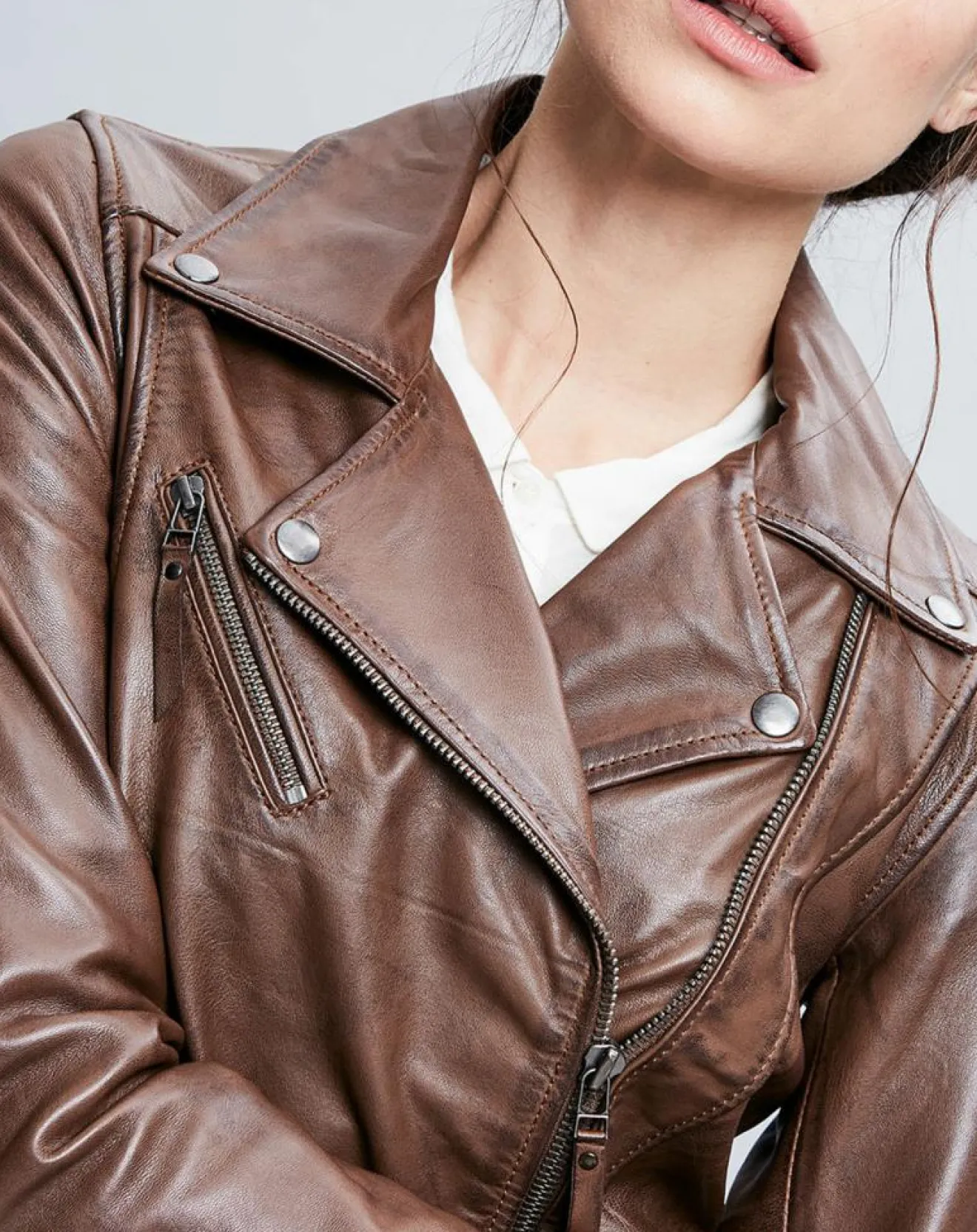 Best Chyston Veste en Cuir Zelda marron