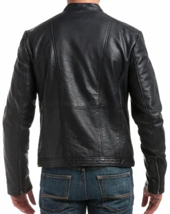 Homme Chyston Veste en Cuir Zuzarte bleu marine