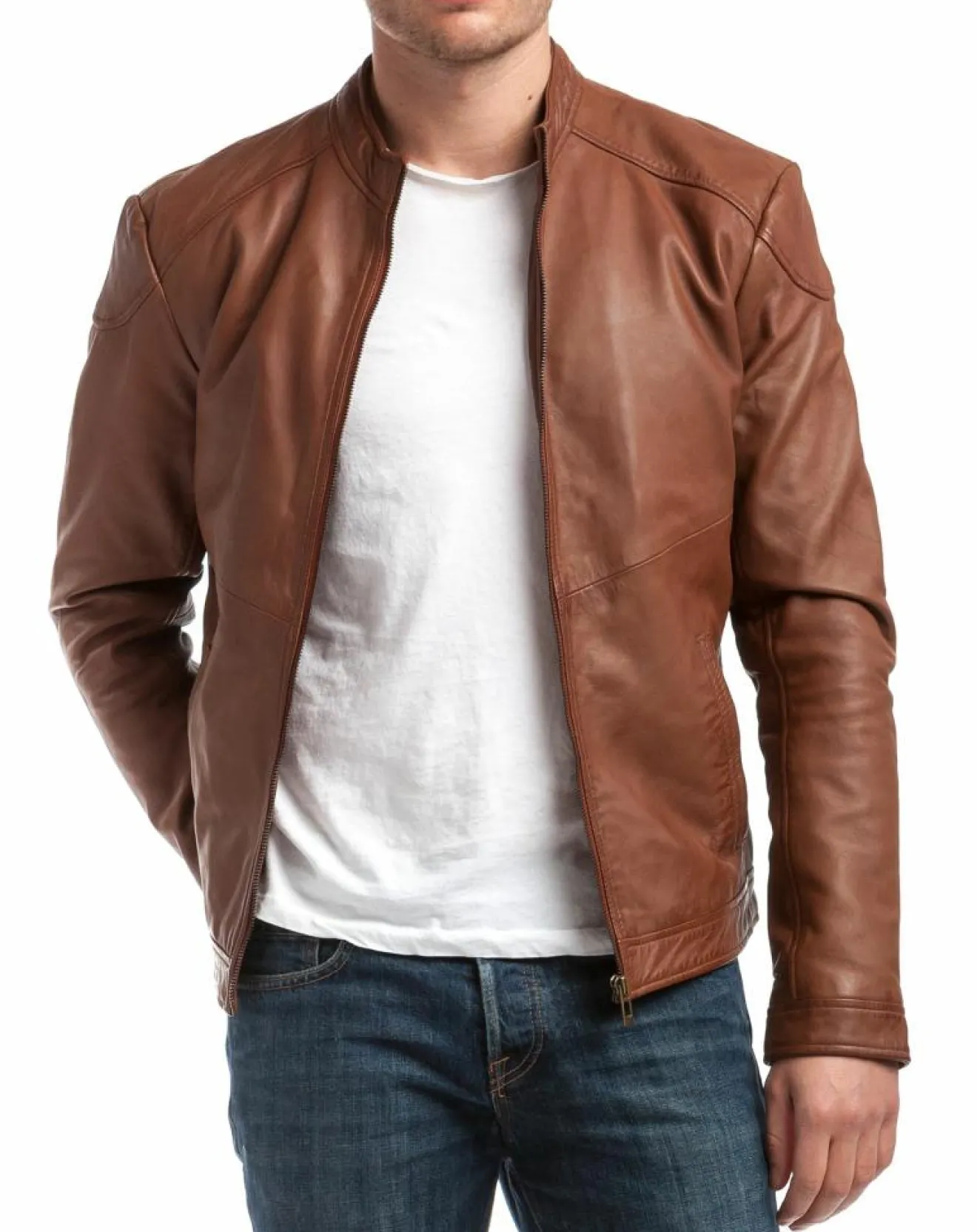 Hot Chyston Veste en Cuir Zuzarte cognac