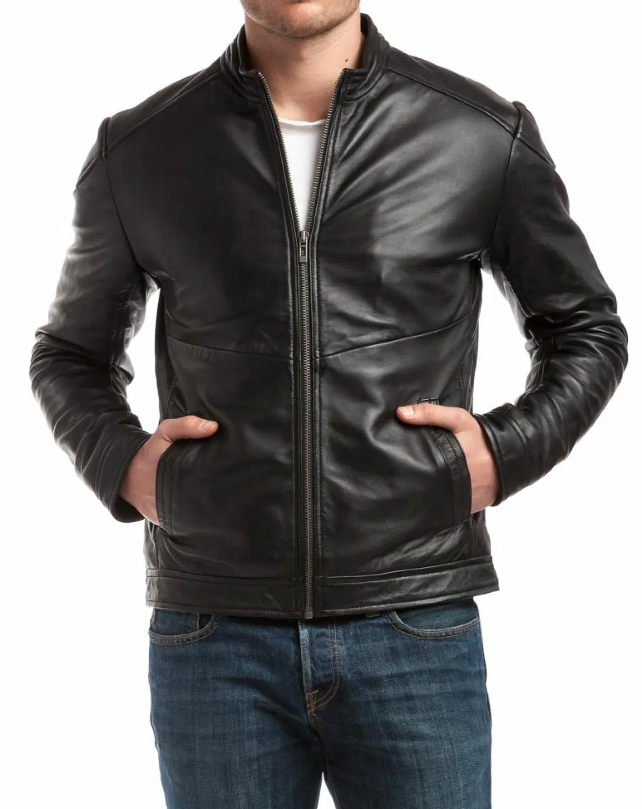 New Chyston Veste en Cuir Zuzarte noire