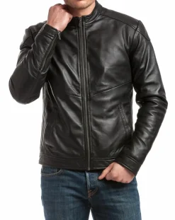 New Chyston Veste en Cuir Zuzarte noire