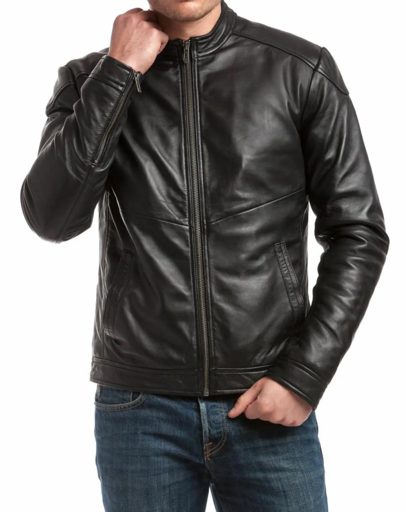 New Chyston Veste en Cuir Zuzarte noire