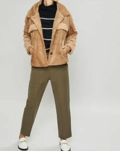 Femme Suncoo Veste en Fausse Fourrure Else camel