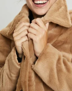 Femme Suncoo Veste en Fausse Fourrure Else camel