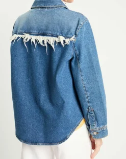 Femme Scotch & Soda Veste en Jean à franges bleue