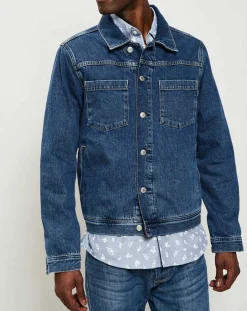 Homme Gant Veste en Jean bleu indigo