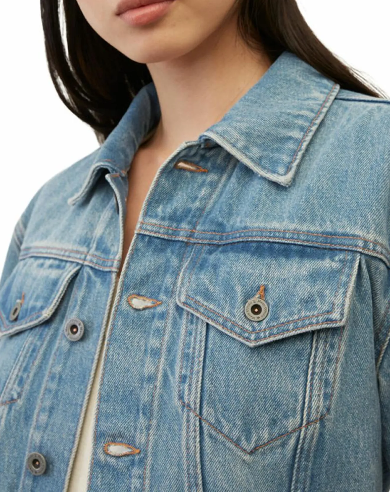 Clearance Marc O'Polo Veste en jean courte à boutons bleue