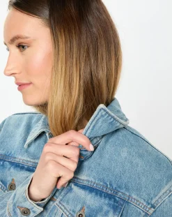 Clearance Marc O'Polo Veste en jean courte à boutons bleue