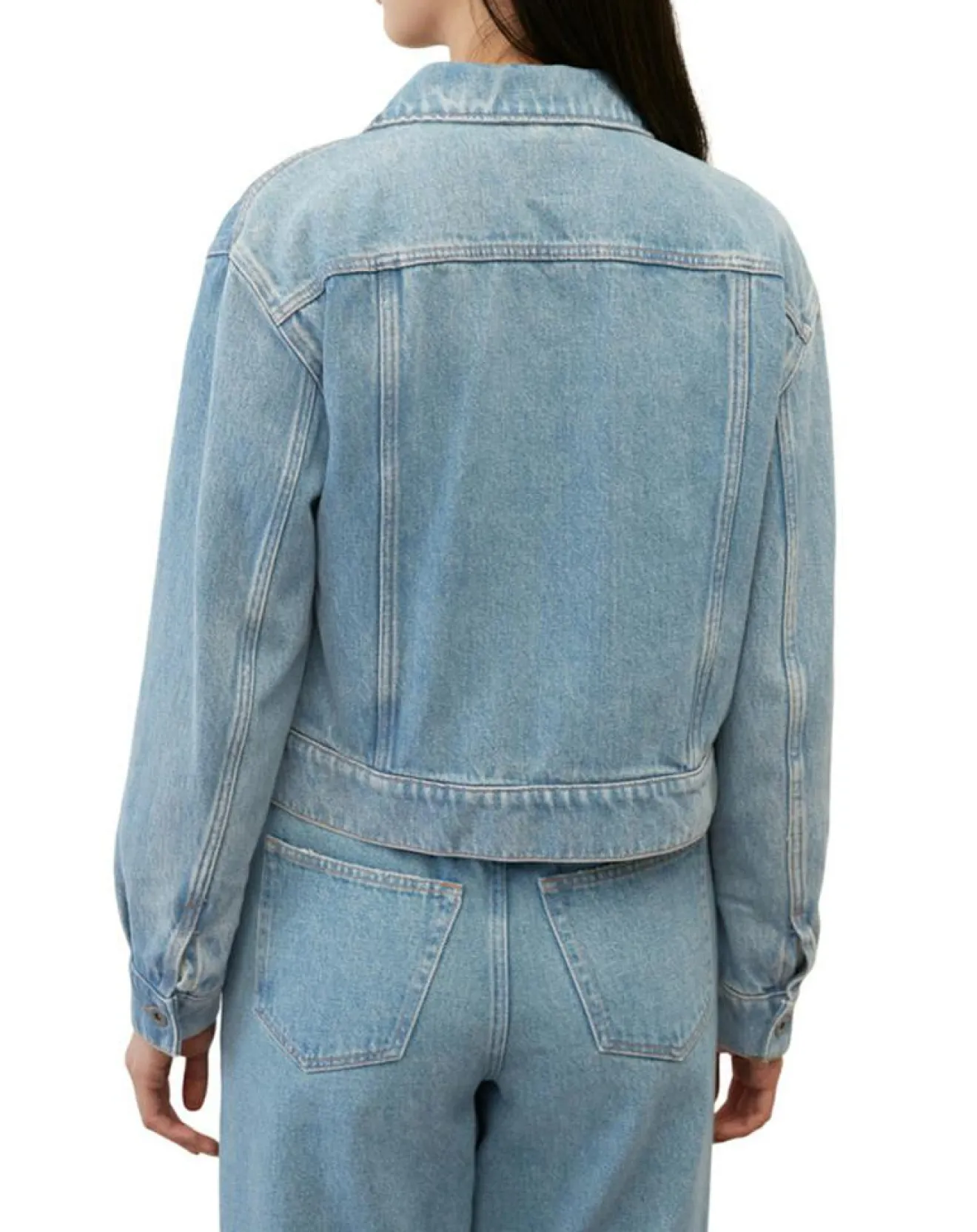 Clearance Marc O'Polo Veste en jean courte à boutons bleue