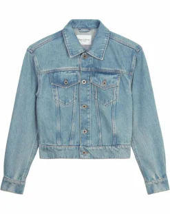 Clearance Marc O'Polo Veste en jean courte à boutons bleue
