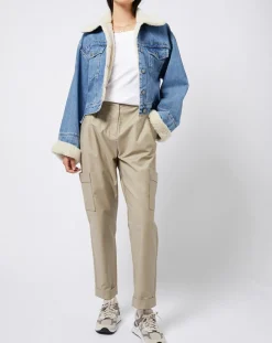 Sale Esprit Veste en jean courte intérieur fourré sherpa bleue