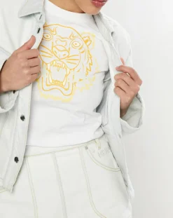 Femme Kenzo Veste en jean Cropped bleu blanchis