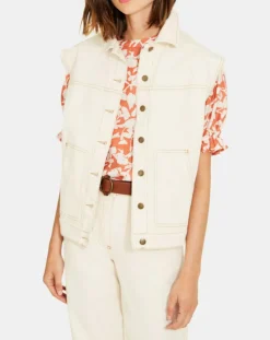 Femme Yerse Veste en Jean sans manches Jeanne écrue