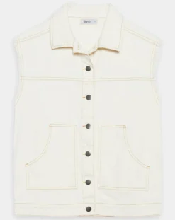 Femme Yerse Veste en Jean sans manches Jeanne écrue