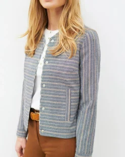 Femme Caroll Veste en Laine mélangée Danila rayée bleu marine