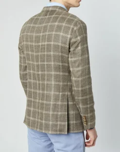 Homme Hackett London Veste en Laine mélangée Destructurée à carreaux beige/marron